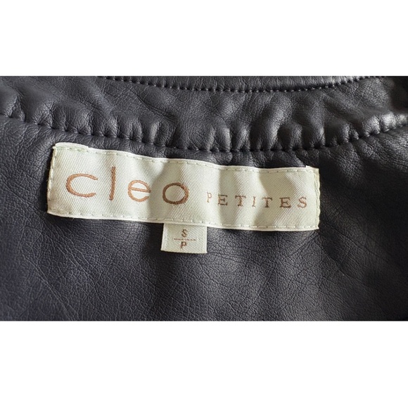 Cleo Petites Navy Faux Leather Quilted Moto Jacket NWT (S/P) - Picture 12 of 14